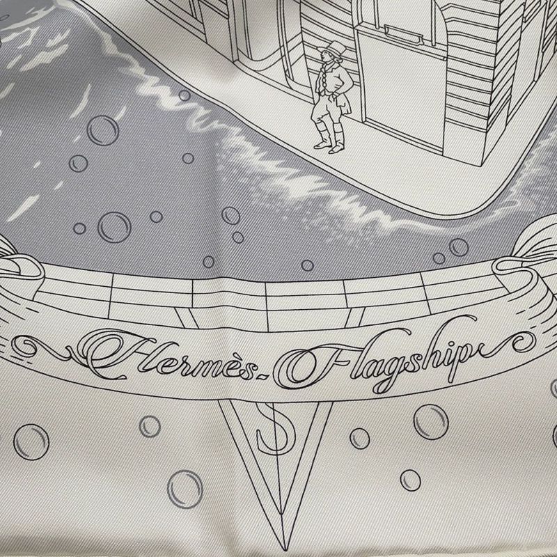 エルメス スカーフ カレ90 エルメス・フラッグシップ Hermes Flagship HERMES シルクスカーフ 2024年春夏 白