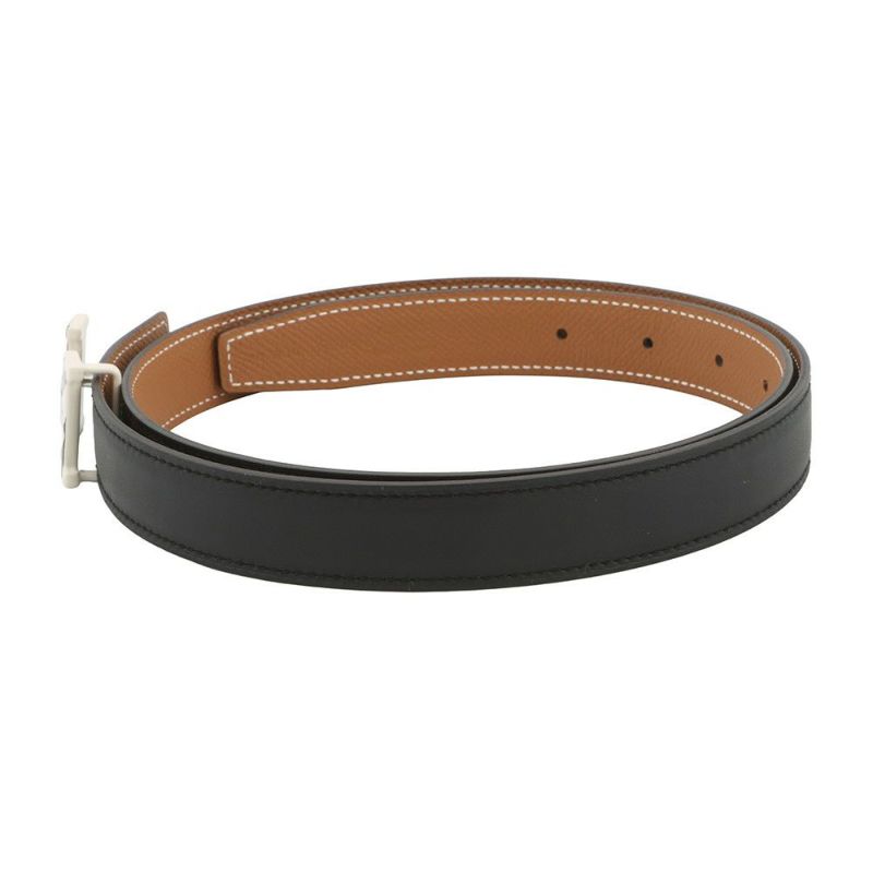 エルメス ベルト Hエマイユ・クール ブラック/ゴールド/ホワイト金具 スイフト/エプソン W刻印 サイズ85 黒 リバーシブル