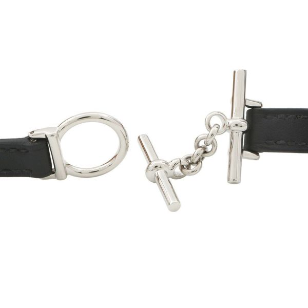 エルメス ブレスレット クロワジエール ドゥブルトゥール ブラック/シルバー金具 スイフト サイズT3 黒