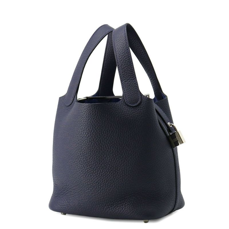 エルメス ハンドバッグ ピコタンロックPM ブルーニュイ/シルバー金具 トリヨンクレマンス K刻印