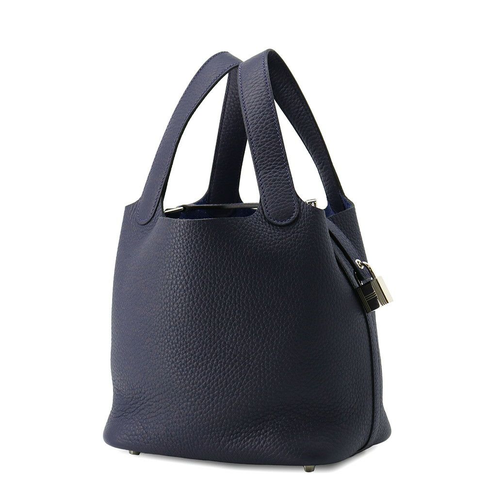エルメス ハンドバッグ ピコタンロックPM ブルーニュイ/シルバー金具 トリヨンクレマンス K刻印