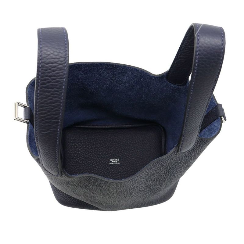 エルメス ハンドバッグ ピコタンロックPM ブルーニュイ/シルバー金具 トリヨンクレマンス K刻印