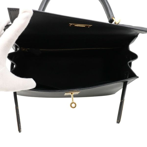 エルメス ハンドバッグ ケリー28 外縫い ブラック/ゴールド金具 エプソン Z刻印 2wayショルダー 黒