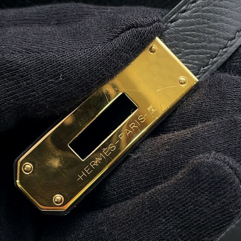 エルメス ハンドバッグ ケリー28 外縫い ブラック/ゴールド金具 エプソン Z刻印 2wayショルダー 黒