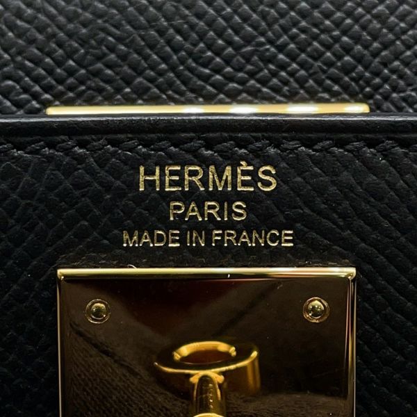 エルメス ハンドバッグ ケリー28 外縫い ブラック/ゴールド金具 エプソン Z刻印 2wayショルダー 黒