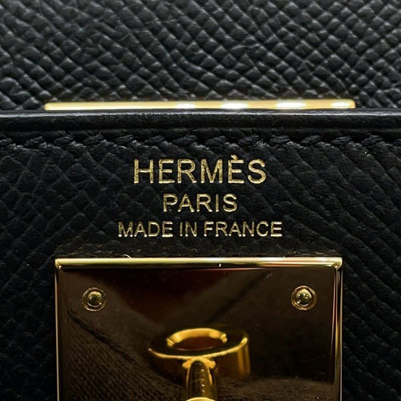 エルメス ハンドバッグ ケリー28 外縫い ブラック/ゴールド金具 エプソン Z刻印 2wayショルダー 黒