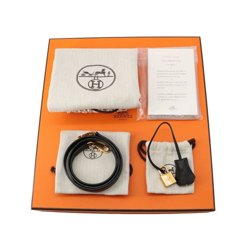 エルメス ハンドバッグ ケリー28 外縫い ブラック/ゴールド金具 エプソン Z刻印 2wayショルダー 黒