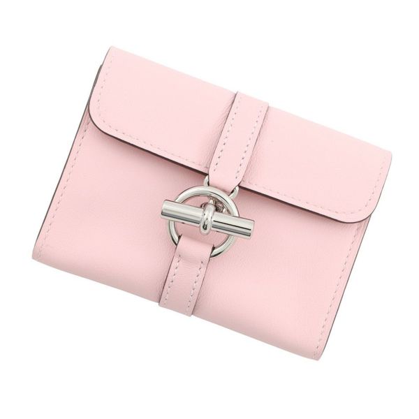 エルメス コインケース グレナン コンパクト ウォレット ローズサクラ/シルバー金具 スイフト K刻印