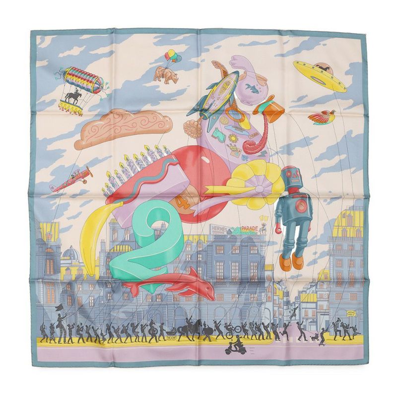 エルメス スカーフ カレ90 カレ エルメス・パラード Hermes Parade HERMES カシミヤ スカーフ 2024秋冬