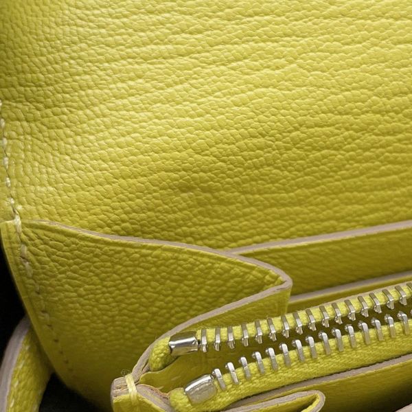 エルメス 長財布 ケリーウォレット ロング ライム/シルバー金具 シェブルミゾル X刻印 HERMES 財布 シェーブル