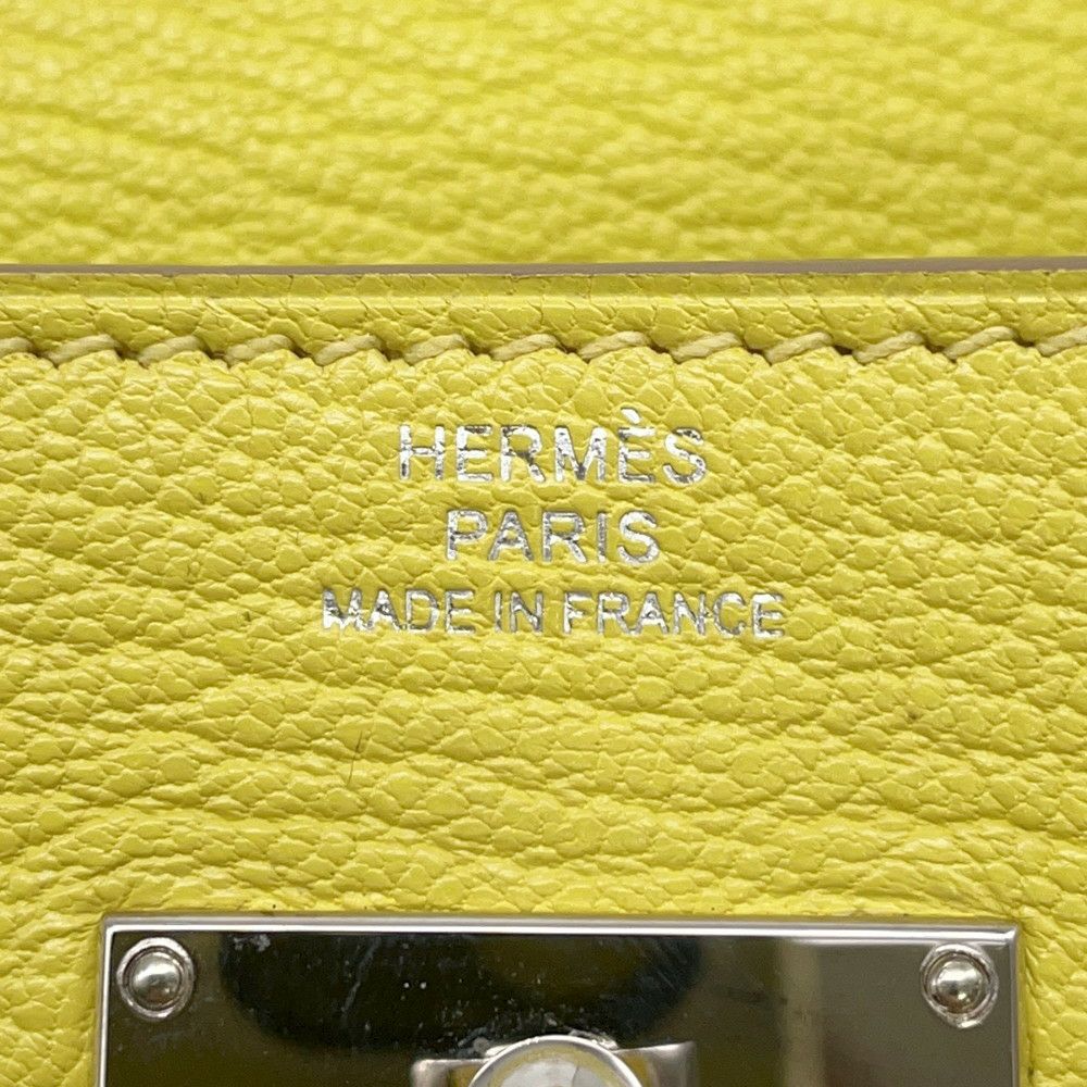 エルメス 長財布 ケリーウォレット ロング ライム/シルバー金具 シェブルミゾル X刻印 HERMES 財布 シェーブル