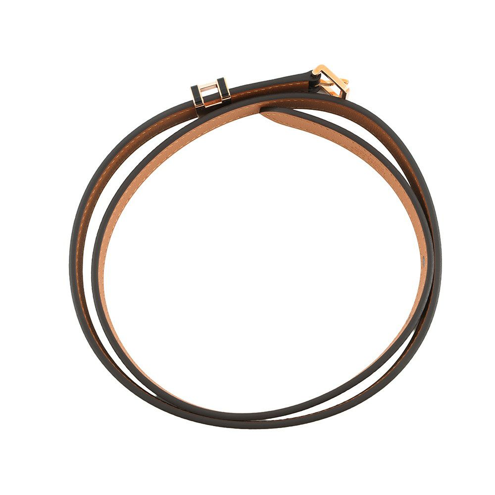エルメス ポップH ベルト ブラック/ピンクゴールド金具 エプソン W刻印 サイズ75 HERMES べルト 黒