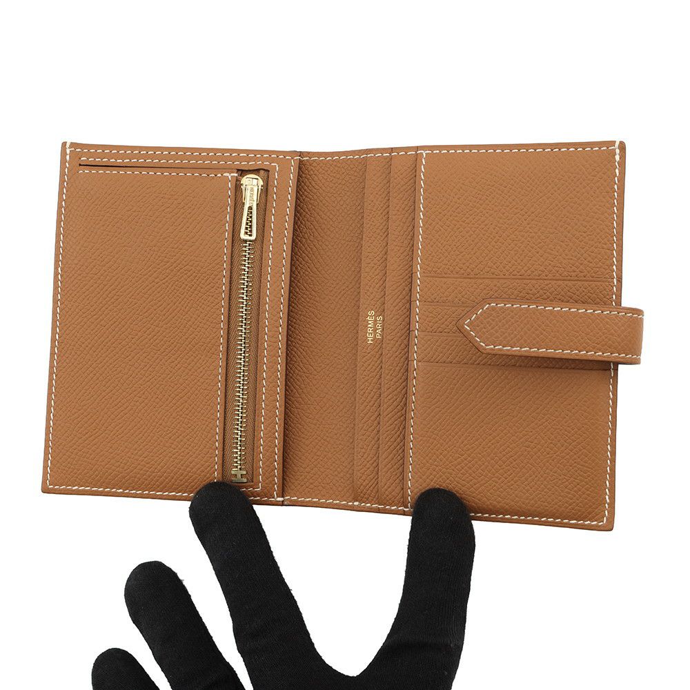 エルメス 二つ折り財布 ベアンコンパクト ゴールド/ゴールド金具 エプソン Y刻印 HERMES 財布