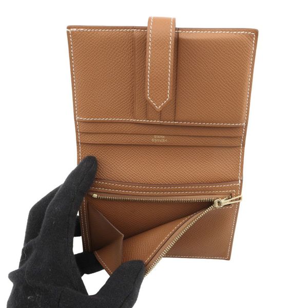 エルメス 二つ折り財布 ベアンコンパクト ゴールド/ゴールド金具 エプソン Y刻印 HERMES 財布