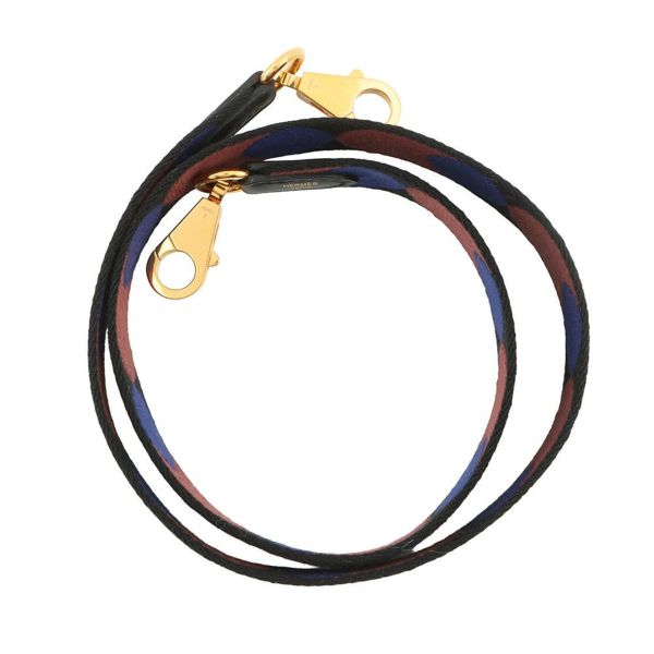 エルメス ショルダーストラップ フリッパーボール バンドリエール サングル ブルー/ブラウン/ゴールド金具 Z刻印