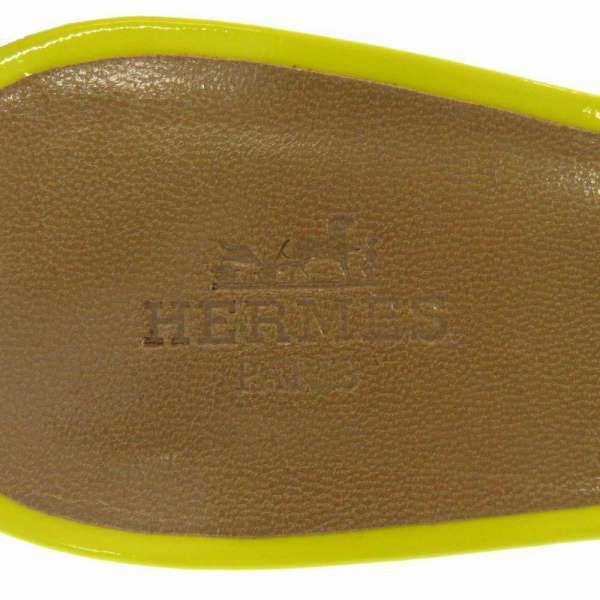 エルメス サンダル オアジス Oasis ライム パテントレザー レディースサイズ36 1/2 HERMES 靴 ミュール