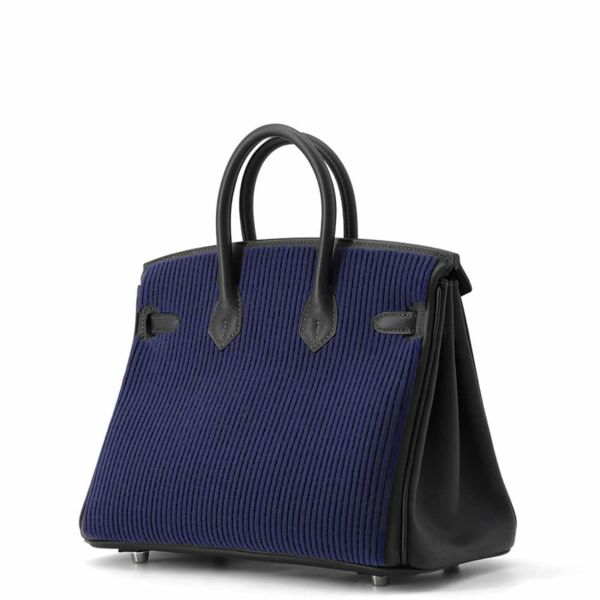 エルメス バーキン25 キャバン/ブルーサフィール/シルバー金具 スイフト/タフタージュ B刻印 HERMES Birkin ハンドバッグ