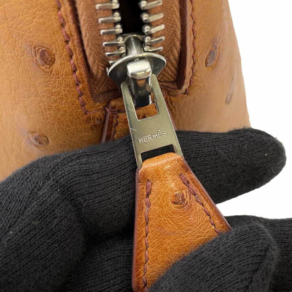 エルメス ハンドバッグ ボリード ウェブ チェスナッツ/シルバー金具 オーストリッチ □E刻印