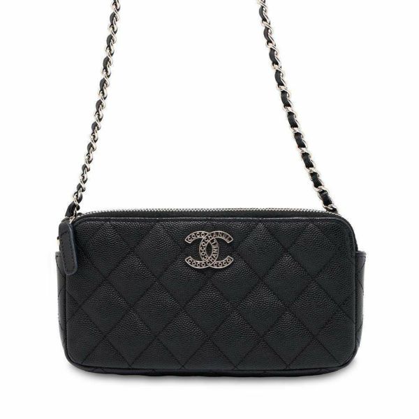 シャネル チェーンウォレット ココマーク マトラッセ キャビアスキン AP3837 CHANEL 財布 チェーンショルダーバッグ 黒 安心保証 |  中古・新品ブランド販売ギャラリーレア公式通販