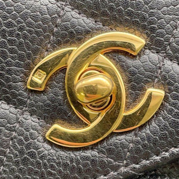 シャネル ハンドバッグ マトラッセ ココマーク トキャビアスキン トップハンドル CHANEL バッグ 黒