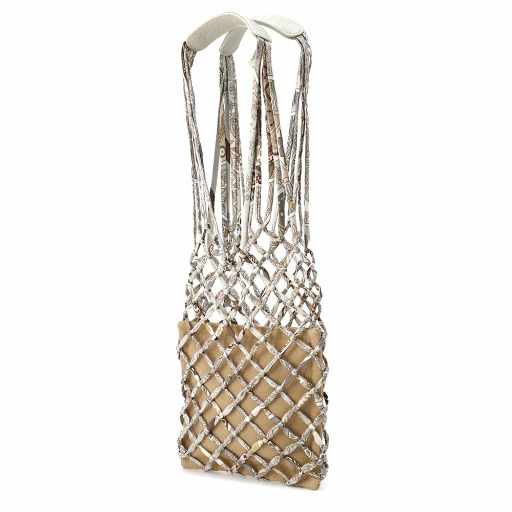 エルメス ハンドバッグ プティアッシュ メッシュ ベージュ/マルチカラー/シルバー金具 トリヨンクレマンス/シルク