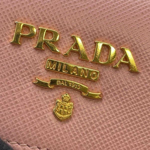 プラダ 4連キーケース サフィアーノ 1PG004 PRADA キーケース キーリング付き ピンク