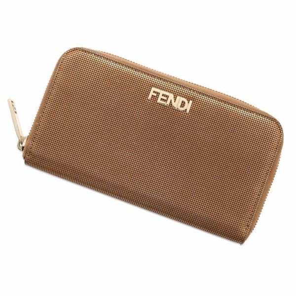 フェンディ 長財布 ロゴ ラウンドジップ  レザー 8M0024 FENDI 財布 ゴールド