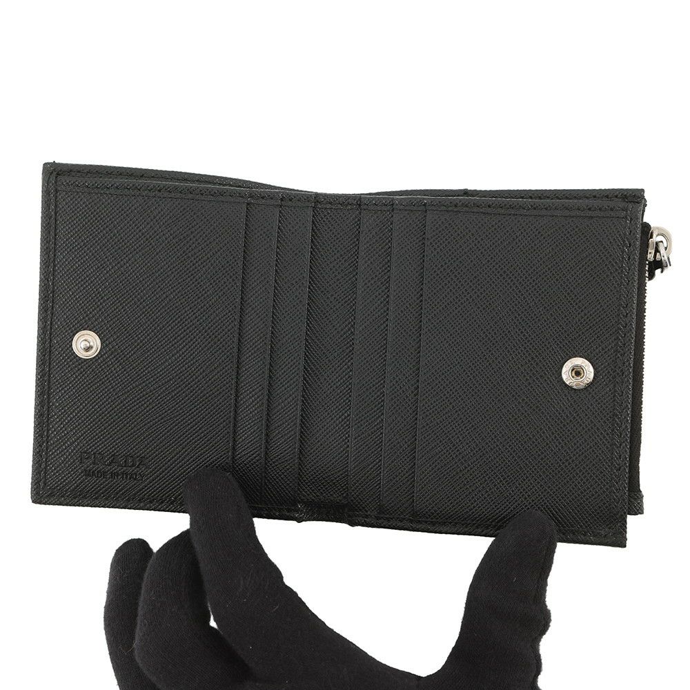 プラダ 二つ折り財布 Re-Nylon トライアングルロゴ コンパクトウォレット ナイロン 2ML049 PRADA 黒