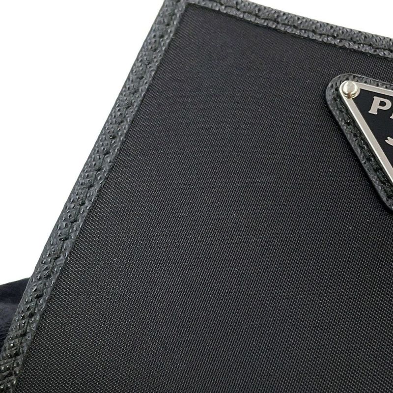 プラダ 二つ折り財布 Re-Nylon トライアングルロゴ コンパクトウォレット ナイロン 2ML049 PRADA 黒