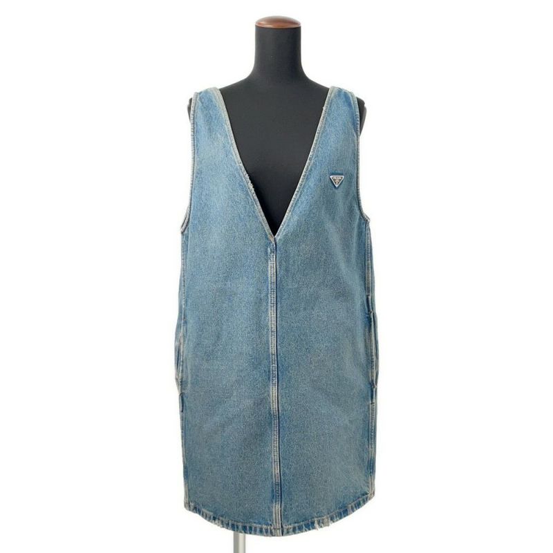 プラダ ワンピース トライアングルロゴ デニムワンピース ダメージ加工 コットン レディースサイズ36 GFA135 PRADA