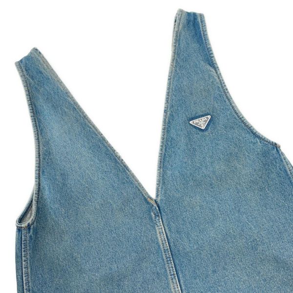 プラダ ワンピース トライアングルロゴ デニムワンピース ダメージ加工