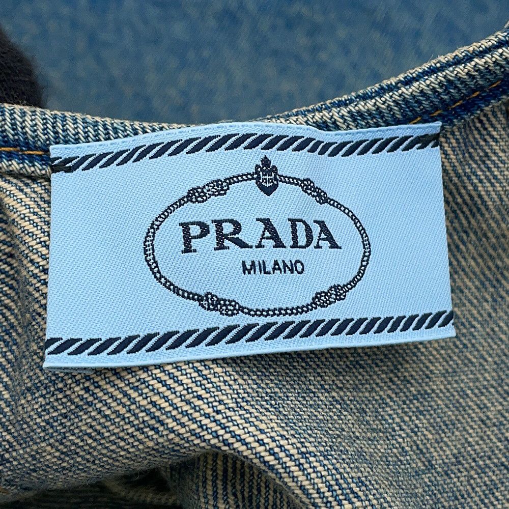 プラダ ワンピース トライアングルロゴ デニムワンピース ダメージ加工 コットン レディースサイズ36 GFA135 PRADA
