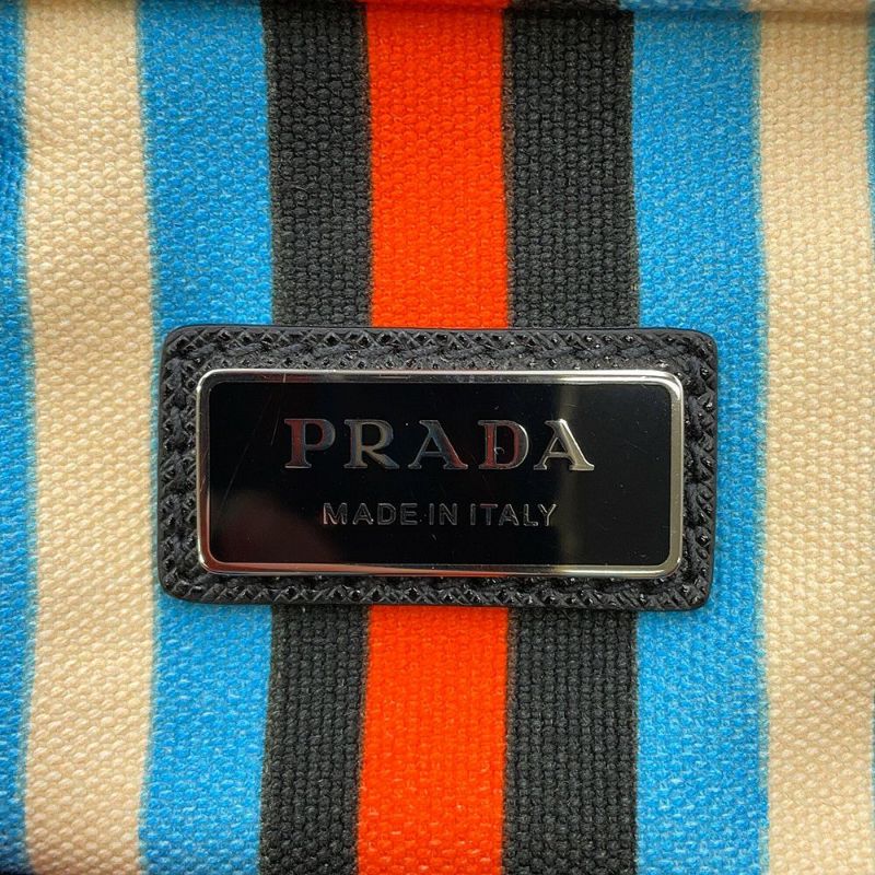 プラダ ショルダーバッグ トライアングルロゴ ストライプ キャンバス 2VH147 PRADA