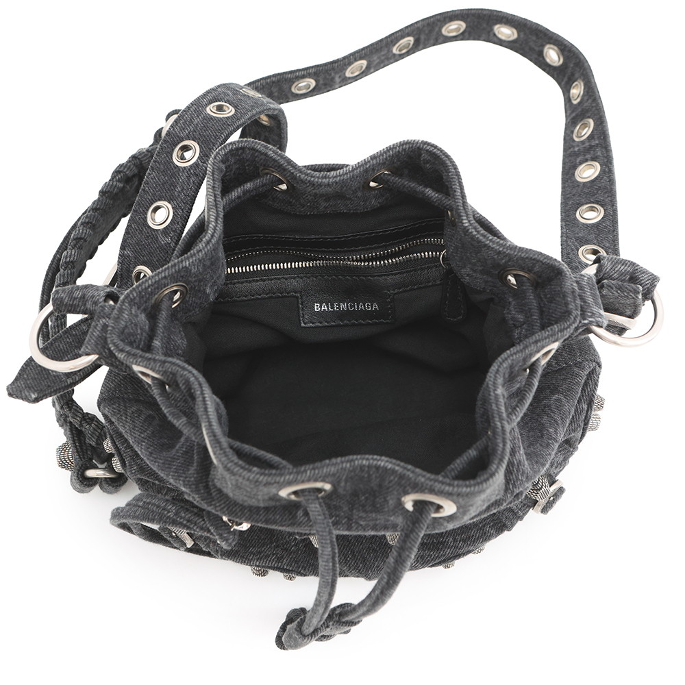 バレンシアガ ショルダーバッグ ル カゴール XS デニム 702431 BALENCIAGA 黒 ミラー付き