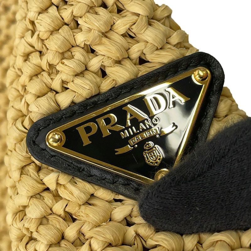 プラダ トートバッグ クロシェ ロゴ ラフィア 1BG392 PRADA