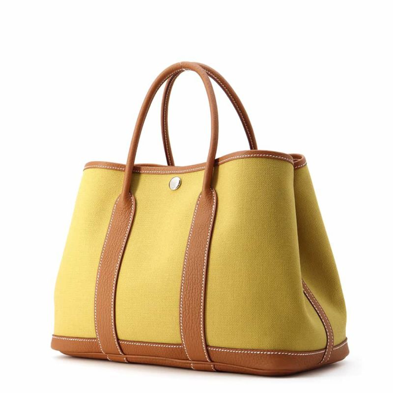 エルメス トートバッグ ガーデンパーティTPM ジンジャー/ゴールド/シルバー金具 トワルミリタリー/ネゴンダ B刻印