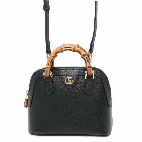 【美品】GUCCI ハンドバッグ ダイアナ スエード レザー バンブー ブラック Gucci 黒 レザー ショルダーバッグ 新品ダイアナバンブー