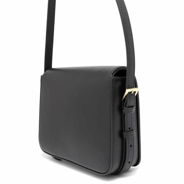 バーバリー ショルダーバッグ ロゴ フラップ レザー 8067035 BURBERRY バッグ 斜め掛け 黒