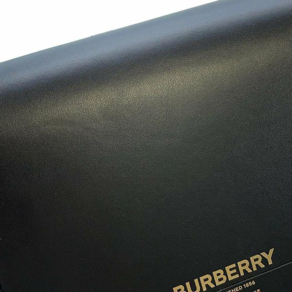 バーバリー ショルダーバッグ ロゴ フラップ レザー 8067035 BURBERRY バッグ 斜め掛け 黒