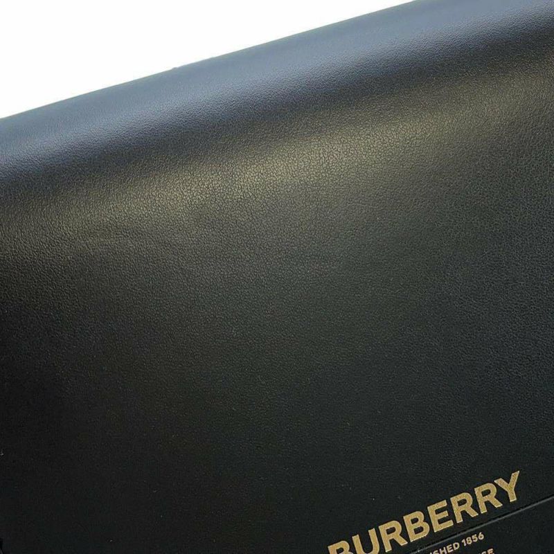 バーバリー ショルダーバッグ ロゴ フラップ レザー 8067035 BURBERRY バッグ 斜め掛け 黒