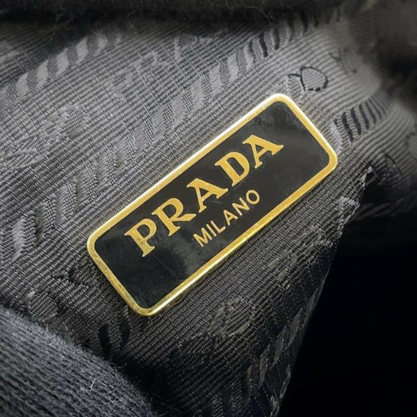 プラダ ハンドバッグ デュエット 巾着 ナイロン レザー1BH038 PRADA ポシェット 2wayショルダーバッグ 黒