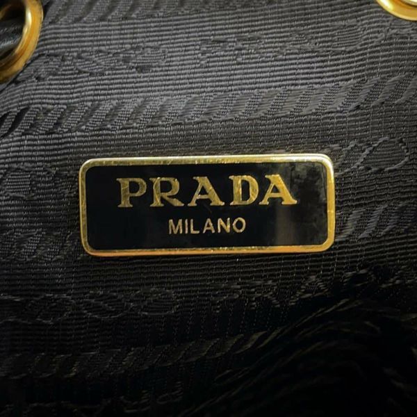 プラダ ハンドバッグ デュエット 巾着 ナイロン レザー1BH038 PRADA ポシェット 2wayショルダーバッグ 黒