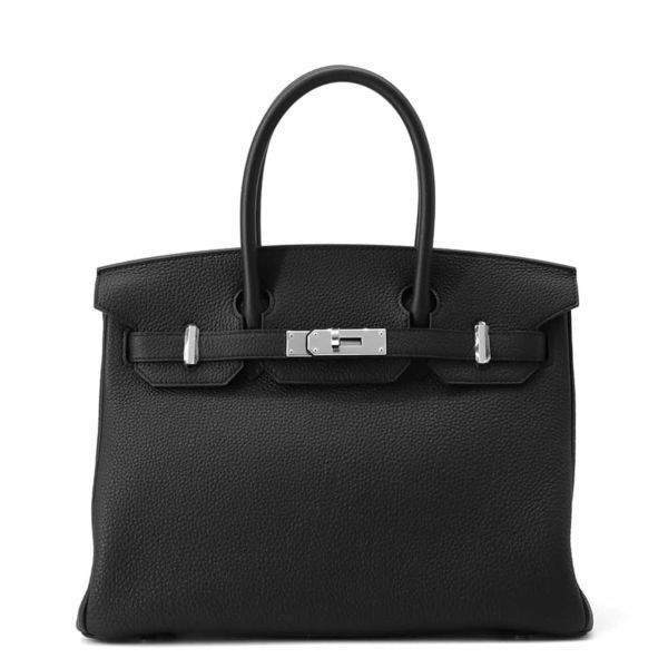 エルメス バーキン30 ブラック/シルバー金具 トゴ W刻印 HERMES Birkin ハンドバッグ 黒