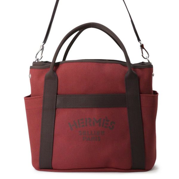 エルメス サックドパンサージュ グルーム ルージュアッシュ/ショコラ/シルバー金具 K刻印 2way