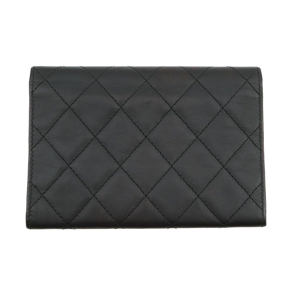 シャネル 二つ折り財布 マトラッセ ココマーク カンボンライン ウォレット ラムスキン CHANEL 財布 黒