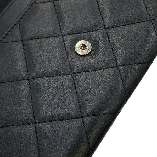 シャネル 二つ折り財布 マトラッセ ココマーク カンボンライン ウォレット ラムスキン CHANEL 財布 黒