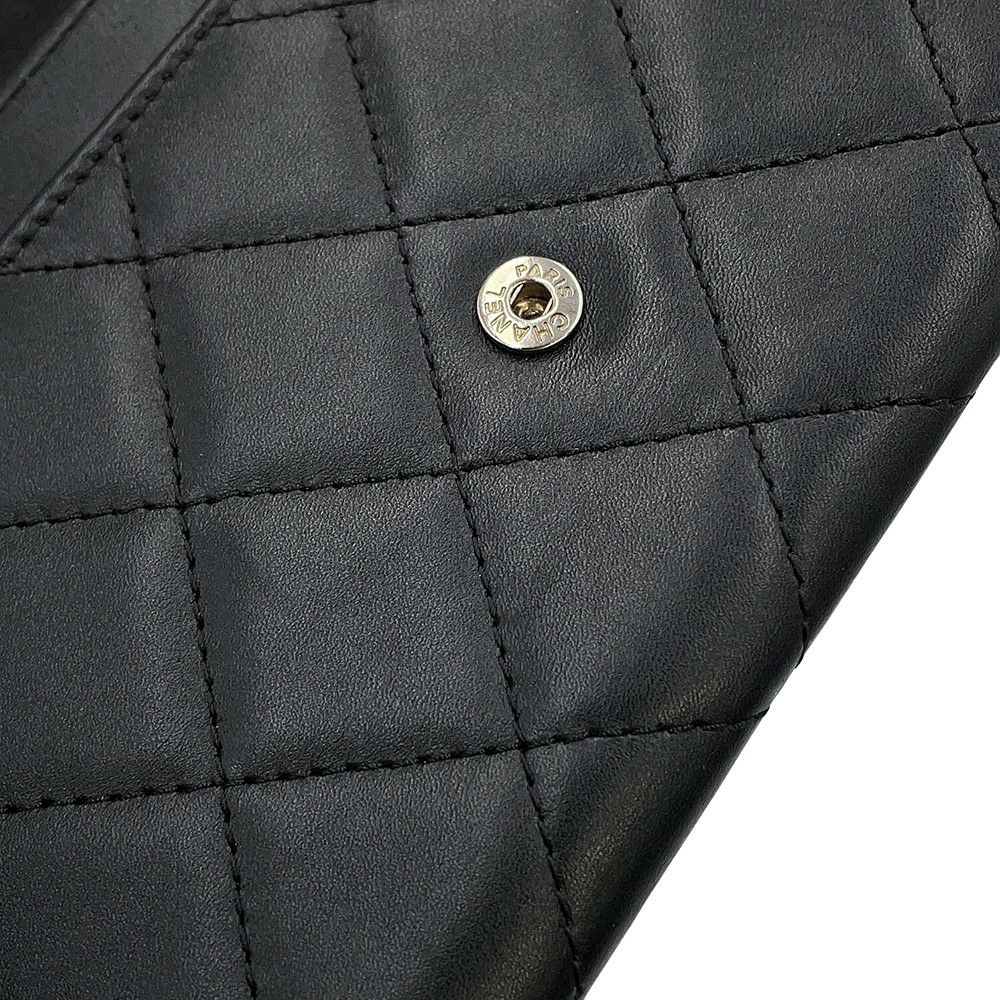 シャネル 二つ折り財布 マトラッセ ココマーク カンボンライン ウォレット ラムスキン CHANEL 財布 黒