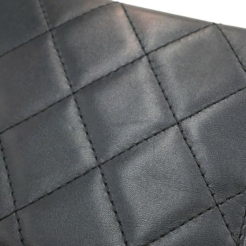 シャネル 二つ折り財布 マトラッセ ココマーク カンボンライン ウォレット ラムスキン CHANEL 財布 黒