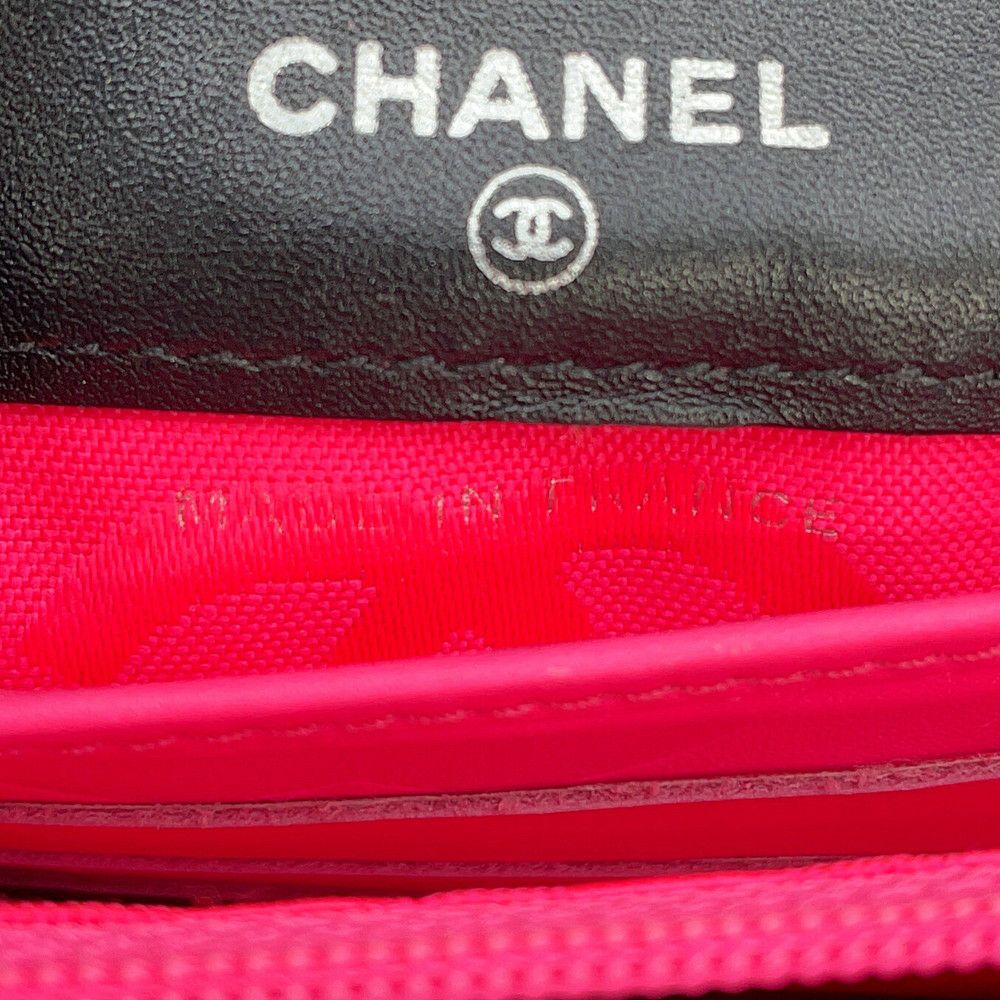 シャネル 二つ折り財布 マトラッセ ココマーク カンボンライン ウォレット ラムスキン CHANEL 財布 黒