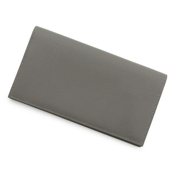 エルメス 二つ折り長財布 シチズンツイル ロング グリメイヤー/シルバー金具 エプソン U刻印 HERMES 財布 メンズ